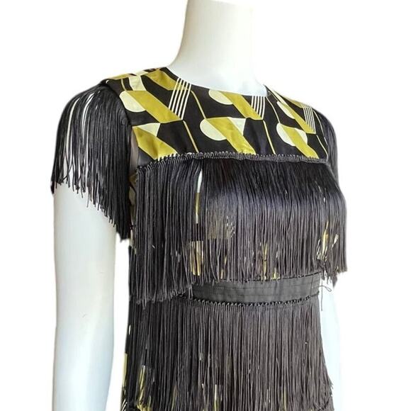 Maggy London Womens Vintage Fringe Silk Cocktail Mini Dress - Picture 4 of 11
